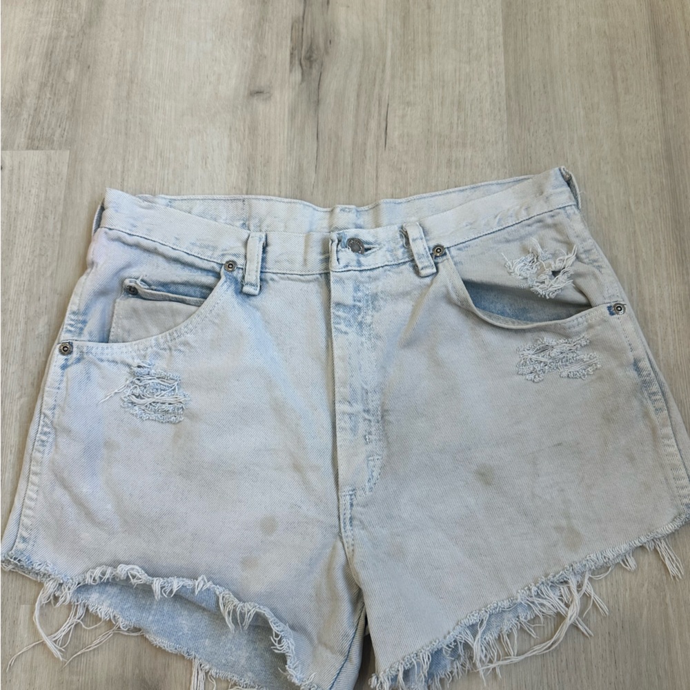 Wrangler Blue Jean Shorts Distressed Casual